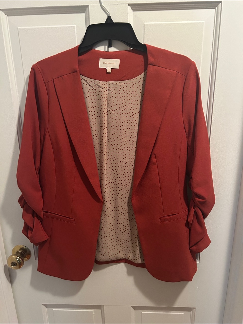 Skies Are Blue Rust Orange Tie-Sleeve Open Blazer- Size S